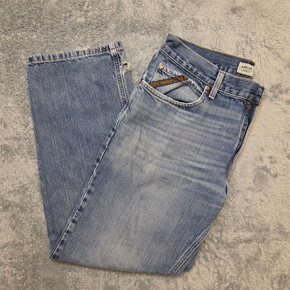 Ariat M2 Legacy Swagger Men's Relaxed Bootcut Jeans 33x30 Medium Wash Distressed